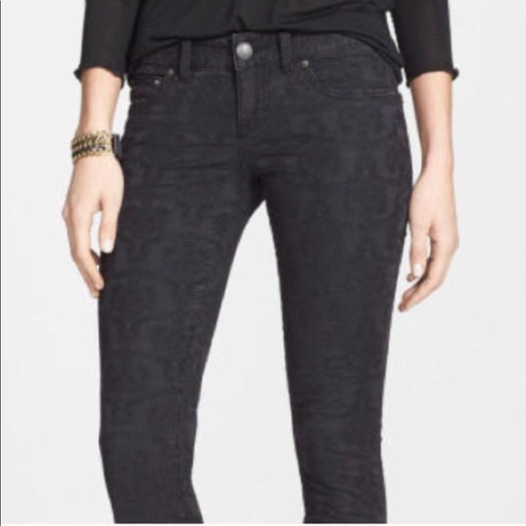 Free People Denim - Free People Vintage Jacquard Black Skinny Jeans
